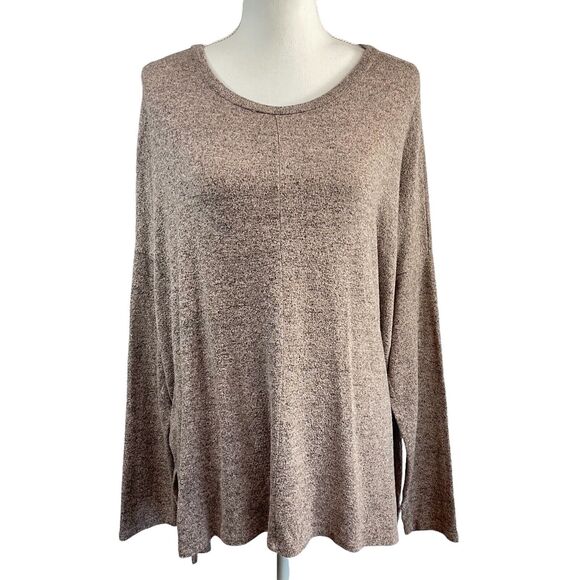 Sans Souci Tops - Sans Souci Women's L Pink & Gray Relaxed Plush Long Sleeve Tunic Top